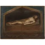 Cristo Yacente, MÉXICO, SIGLO XVIII, Óleo sobre tela
