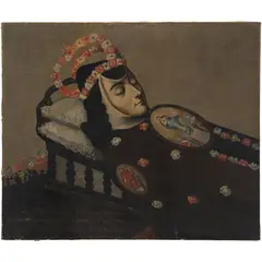 Retrato de Muerte de Monja Agustina, MÉXICO, SIGLO XIX, Óleo sobre tela