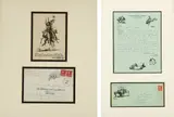 William R. James, Set of two (2): Lithograph and Letter with Sketches (and original envelopes), Pen & Ink