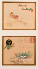 Olaf Carl Seltzer, Dr. and Mrs. B.O. Fisher Season Greetings Card (and envelope) ( 1933 ), Watercolor and Gouache
