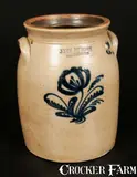 John Burger, JOHN BURGER / ROCHESTER Stoneware Jar with Cobalt Floral Decoration, Two-Gallon., circa 1860, Stoneware