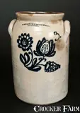 F. Stetzenmeyer & Co., F. STETZENMEYER & CO. / ROCHESTER, NY Crock w/ Elaborate Triple Floral Decoration, circa 1850, Stoneware