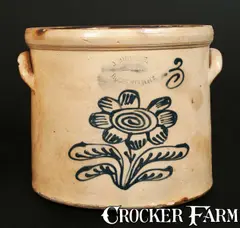 J. Burger, 3 Gal. J. BURGER / ROCHESTER, NY Stoneware Crock with Slip-Trailed Floral Decoration, circa 1885, Stoneware