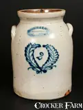 Burger & Lang, 2 Gal. BURGER & LANG / ROCHESTER, NY Stoneware Crock with "2" in Wreath Decoration