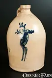 O. L. & A. K. Ballard, Unusual O. L. & A. K. BALLARD / BURLINGTON, VT Stoneware Jug with Half-Deer Decoration