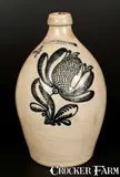 F. Stetzenmeyer, Outstanding F. STETZENMEYER / ROCHESTER, NY Stoneware Jug w/ Elaborate Slip-Trailed Decoration