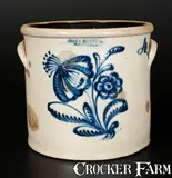 John Burger, JOHN BURGER / ROCHESTER Stoneware Crock with Elaborate Floral Decoration, Four-Gallon, circa 1860, Stoneware