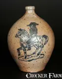 R. & B. Diebboll, R. & B. DIEBBOLL / WASHINGTON, MI Late 20th Century Ovoid Horse and Rider Stoneware Jug, Late 20th Century, Stoneware