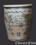 2 Gal. HAMILTON & JONES / GREENSBORO, PA Stoneware Cream Jar with Stenciled Bird Decoration by Hamilton & Jones, circa 1875, Stoneware, sold Nov 2013