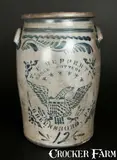 T.F. Reppert Eagle Pottery, 12 Gal. T. F. REPPERT / EAGLE POTTERY / GREENSBORO, PA Stoneware Eagle Crock, circa 1880, Stoneware