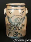 R. T. Williams, 3 Gal. R. T. WILLIAMS / NEW GENEVA, PA Stoneware Jar with Stenciled Eagle Decoration, circa 1885, Stoneware