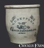 T.F. Reppert, 1 Gal. T. F. REPPERT / GREENSBORO, PA Stoneware Cream Jar w/ Stenciled Bird Decoration, circa 1880, Stoneware
