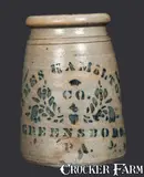 James Hamilton & Co., JAMES HAMILTON & CO. / GREENSBORO, PA Stoneware Canning Jar
