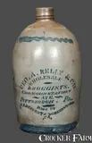 Made By T.F. Reppert, Rare Pittsburgh Stoneware Advertising Jug Signed MADE BY T.F. REPPERT / GREENSBORO, PA, circa 1880, Stoneware