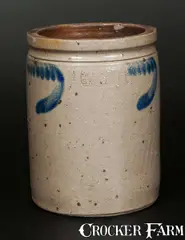 W.B. Kenner, Scarce W.B. KENNER / STRASBURG, VA 1 1/2 Gal. Stoneware Jar with Bright Cobalt Swag Decoration, circa 1880, Stoneware