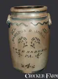 4 Gal. HAMILTON & JONES / GREENSBORO, PA Stoneware Crock with Stenciled Decoration by Hamilton & Jones, circa 1875, Stoneware, sold Nov 2013