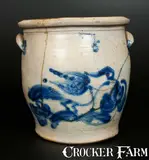 J. B. Pfaltzgraff & Co., Rare 5 Gal. J.B. PFALTZGRAFF & CO. / YORK, PA Stoneware Crock with Large Bird Decoration, circa 1875, Stoneware