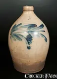 3 Gal. COWDEN & WILCOX / HARRISBURG, PA Stoneware Jug with Floral Decoration by Cowden & Wilcox, circa 1865, Stoneware, sold Nov 2013
