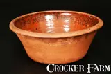 John W. Bell, JOHN W. BELL / WAYNESBORO, PA Redware Bowl with Lead-Glazed and Sponged Manganese Interior, circa 1880, Redware