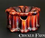 John W. Bell, JOHN W. BELL / WAYNESBORO, PA Redware Molded Spittoon with Manganese Streaks, circa 1880, Redware