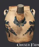 COWDEN & WILCOX / HARRISBURG, PA Stoneware Batter Pail with Floral Decoration by Cowden & Wilcox, circa 1865, Stoneware, sold Nov 2013