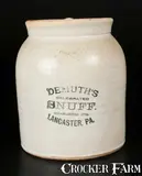 Demuth's Celebrated Snuff, DEMUTH'S CELEBRATED SNUFF / LANCASTER, PA Stoneware Snuff Jar, early 20th century, Stoneware