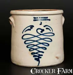 W.W. Weston, W.W. WESTON / HONESDALE, PA 3 Gal. Stoneware Jar with Vibrant Slip-Trailed Decoration, circa 1850, Stoneware