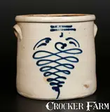 W.W. Weston, W.W. WESTON / HONESDALE, PA 3 Gal. Stoneware Jar with Vibrant Slip-Trailed Decoration, circa 1850, Stoneware