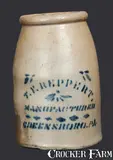 T.F. Reppert, T. F. REPPERT / GREENSBORO, PA Stoneware Canning Jar, circa 1880, Stoneware