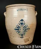 F.H. Cowden, 6 Gal. F. H. COWDEN / HARRISBURG, PA Stoneware Crock with Stenciled Decoration, circa 1880, Stoneware