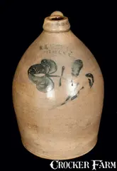 H.M. Whitman, H. M. WHITMAN / HAVANA, NY Stoneware Jug with Floral Decoration, circa 1860, Stoneware