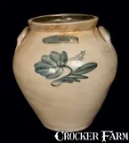 Thomas D. Chollar, THOMAS D. CHOLLAR / CORTLAND Ovoid Stoneware Crock with Floral Decoration, circa 1840, Stoneware
