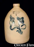 M. Woodruff, 4 Gal. M. WOODRUFF / CORTLAND Stoneware Jug with Floral Decoration