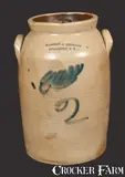 Mabbett & Anthone, MABBETT & ANTHONE / PO'KEEPSIE, NY Decorated Stoneware Lidded Jar, circa 1837-1839, Stoneware