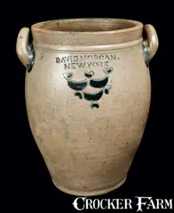 David Morgan, Rare and Important DAVID MORGAN / NEW YORK Stoneware Jar with Impressed Hearts and Crescents, early 19th century, Stoneware