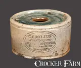 C. Crolius, Exceptional Diminutive Inkwell, C. CROLIUS / STONE-WARE / MANUFACTURER. / Manhattan-Wells. / NEW-YORK