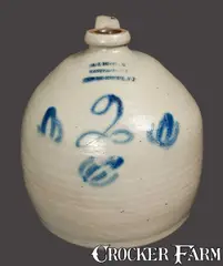 A.J. Buttler, A. J. BUTTLER / NEW BRUNSWICK, NJ Squat Stoneware Jug with Floral Decoration, circa 1860, Stoneware