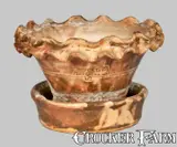 Solomon Bell, Very Fine SOLOMON BELL / STRASBURG / Va Redware Flowerpot w/ Crimped Rim