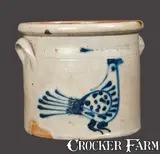 William Roberts, 1 Gal. W. ROBERTS / BINGHAMPTON, NY Stoneware Crock with Bird Decoration, circa 1870, Stoneware