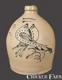 S. Hart, 2 Gal. S. HART / FULTON Stoneware Jug with Double-Birds Decoration