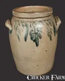 Solomon Bell, 2 Gal. SOLOMON BELL / STRASBURG / VA Stoneware Crock with Hanging Floral Decoration, circa 1870, Stoneware