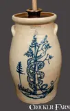 R. & B. Diebboll, Modern Stoneware Churn w/ Incised Tree, Snake, and Bird Decoration, R. & B. DIEBBOLL / WASHINGTON, MI, fourth quarter 20th century, Stoneware