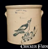 Ottman Bro, 4 Gal. OTTMAN BRO'S / FORT EDWARD, NY Stoneware Crock with Bird Decoration, circa 1880, Stoneware