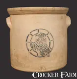 F. T. Wright & Son, F. T. WRIGHT & SON / TAUNTON, MASS. Stoneware Crock w/ Stenciled Tiger Decoration