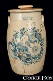 Ottman & Co., Scarce 6 Gal. HAXSTUN, OTTMAN & CO. / FORT EDWARD, NY Stoneware Churn w/ Large Cornucopia