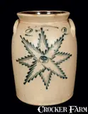 T. Harrington, Rare T. HARRINGTON / LYONS Stoneware Crock with Star Face Decoration, circa 1860, Stoneware