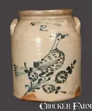 William Roberts, 2 Gal. W. ROBERTS / BINGHAMPTON, NY Stoneware Crock with Bird Decoration, circa 1870, Stoneware