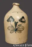 N Clark Jr, 2 Gal. N. CLARK JR. / ATHENS, NY Stoneware Jug with Floral Decoration