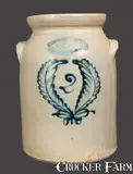 Burger & Lang, 2 Gal. BURGER & LANG / ROCHESTER, NY Stoneware Jar with Slip-Trailed Wreath Decoration