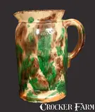 S. Bell & Son, Rare Multi-Glazed Redware Tankard Pitcher, Stamped S. BELL & SON. / STRASBURG